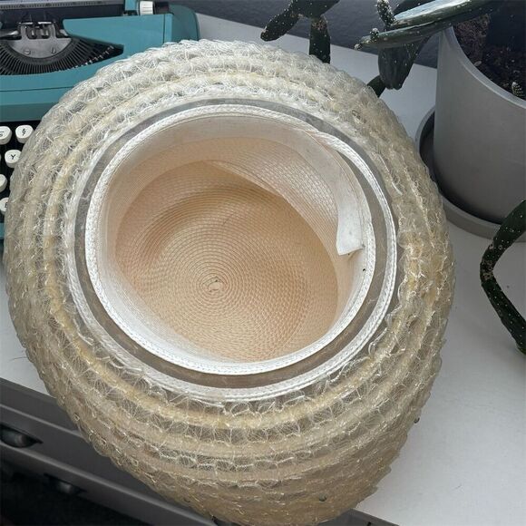 Women's Ivory Wide Brim Straw Hat with Sequins & Floral Appliqué - Picture 9 of 10